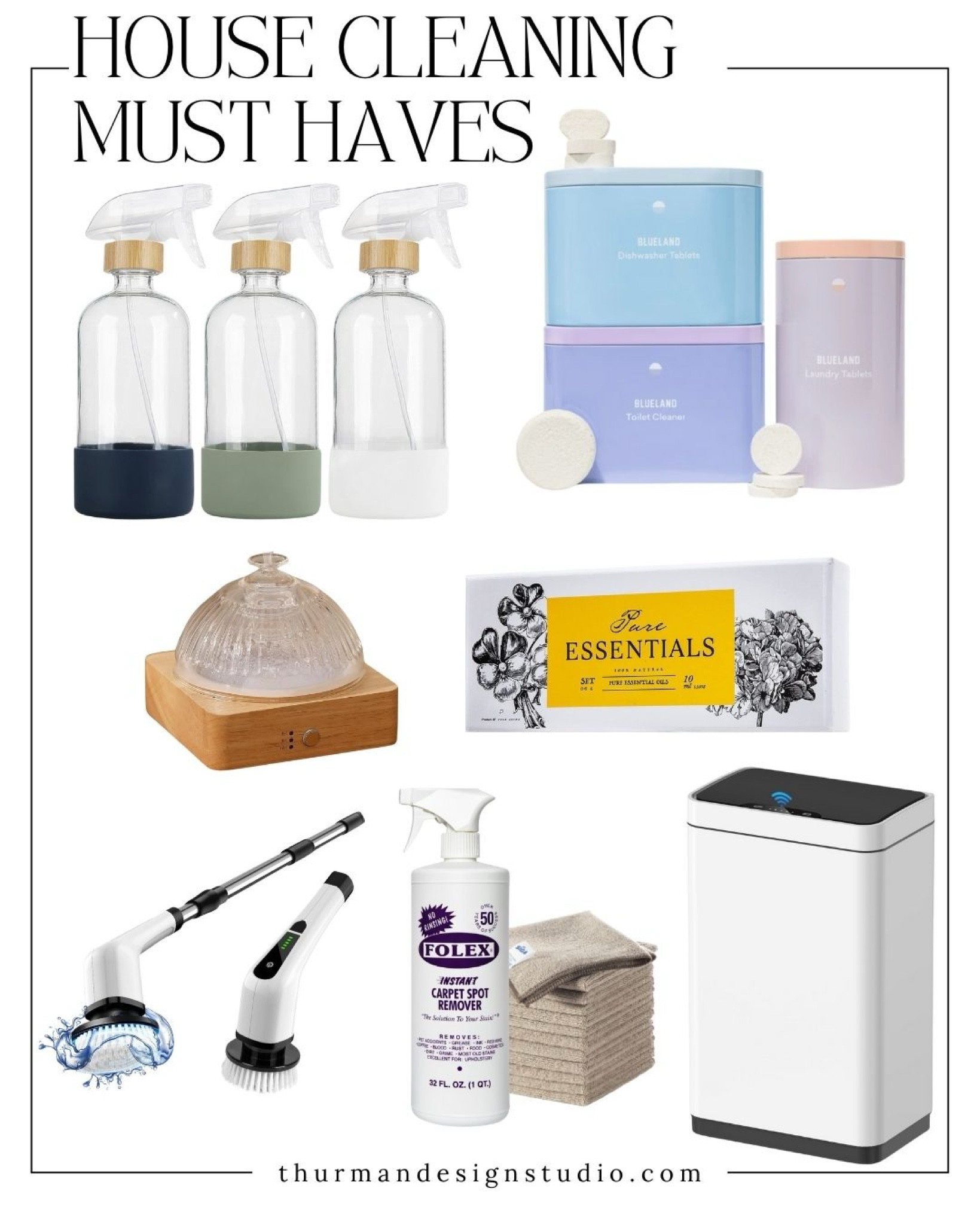 Cleaning doesn’t have to be a chore when you have the right tools! 
Here are our top picks to make your space sparkle:
 
Diffuser & Essential Oils: Keep your home smelling fresh and inviting while you clean. Lavender and citrus oils are perfect for a calming yet energizing vibe.
Electric Spinner Brush: Make scrubbing a breeze! Perfect for tackling tough spots in the bathroom and kitchen.
 Reusable Spray Bottles: Mix your favorite DIY cleaning solutions and reduce waste at the same time.
Microfiber Cloths & Mops: Don’t forget these basics for streak-free surfaces and shiny floors.
 
These essentials will help you create a clean, refreshed 
space that feels like home. 

#LTKSeasonal #LTKHome #LTKFindsUnder50