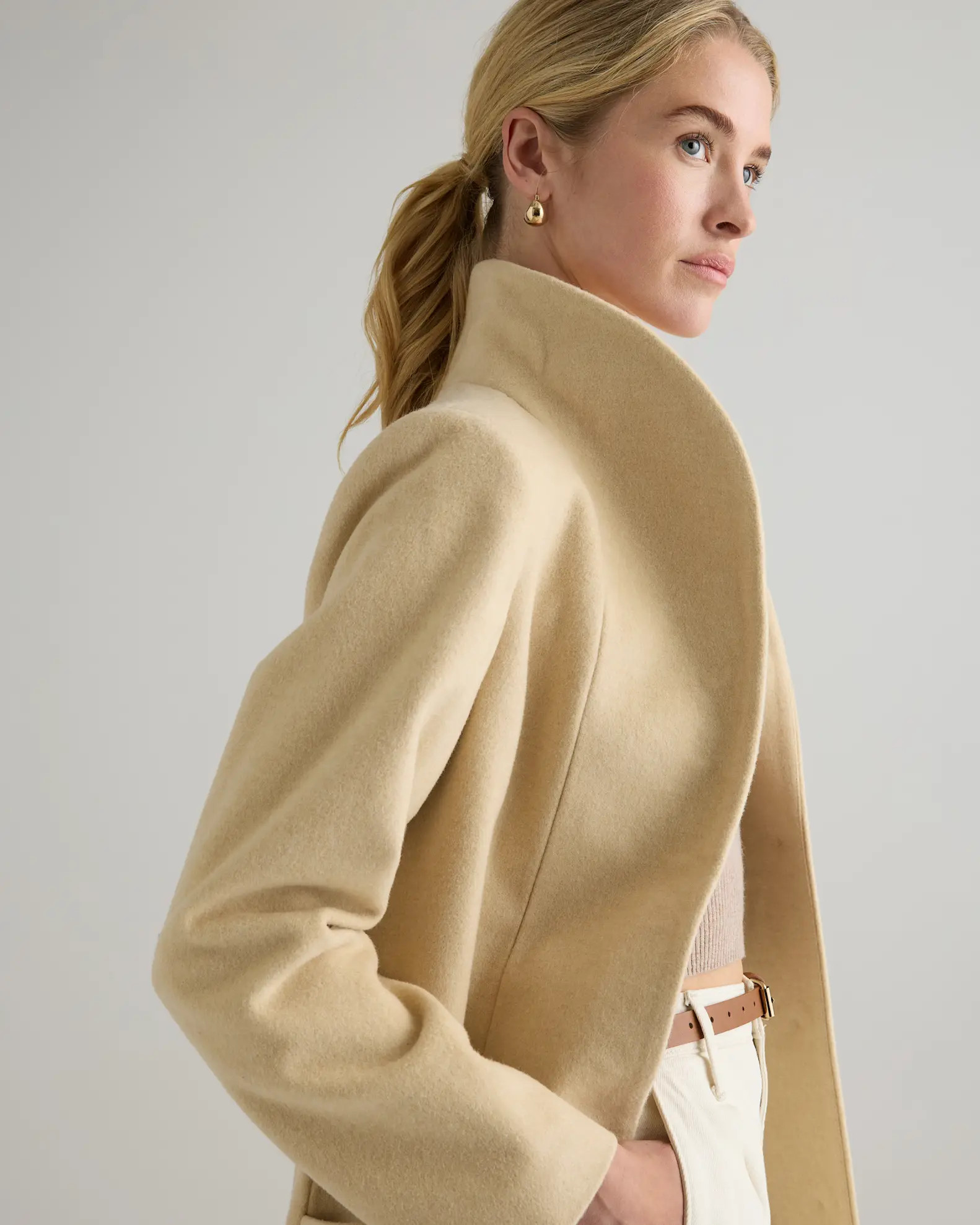 Italian Wool Cocoon Coat in Heather Buttercream | Quince