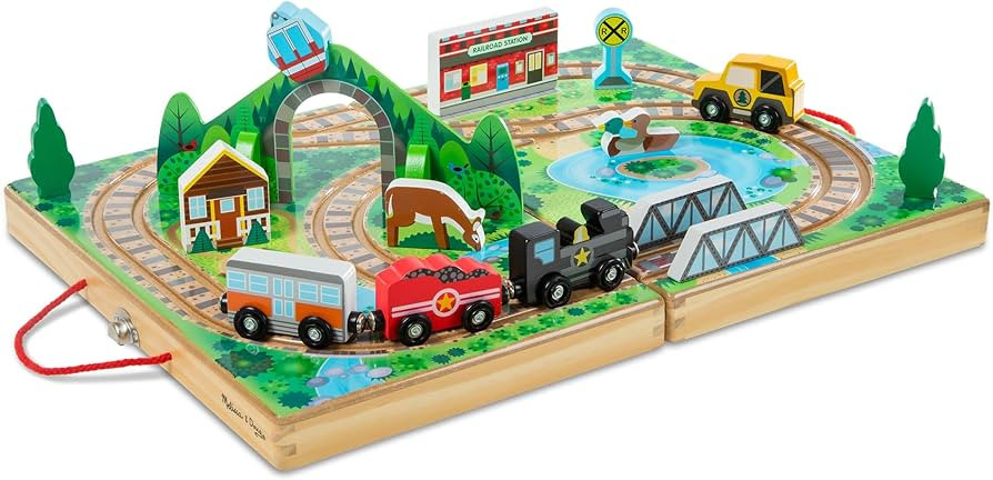 Melissa & Doug Take-Along Railroad Tabletop Playset with Wooden Train Toys, Animals & Scenery Pla... | Amazon (US)