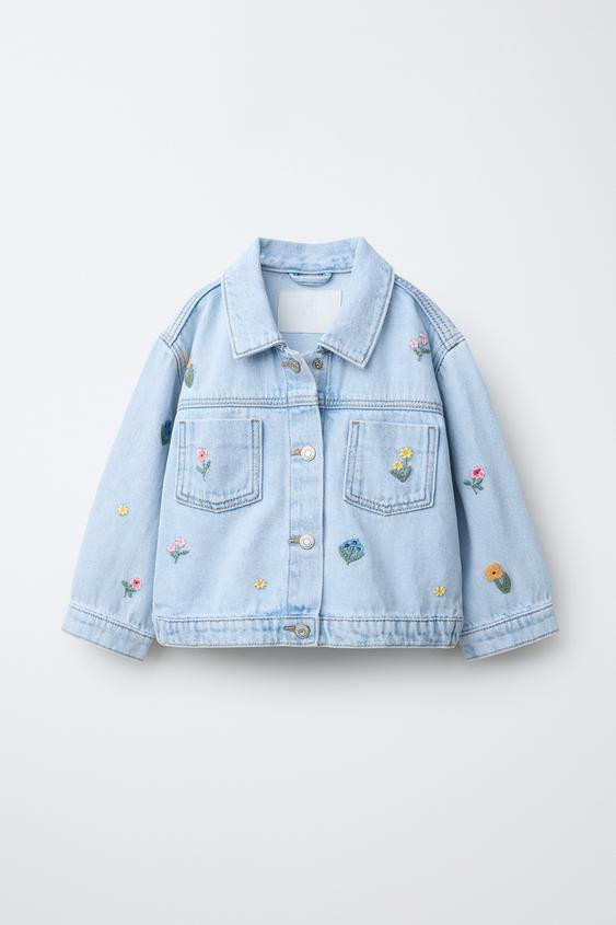 EMBROIDERED FLORAL DENIM JACKET | Zara US