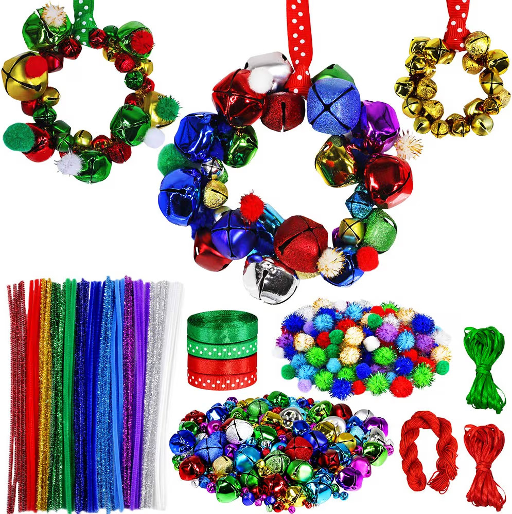 Winlyn 475 Set Christmas Jingle Bell Wreath Christmas Tree Ornaments Craft Kit Jingle Bell Metall... | Amazon (US)