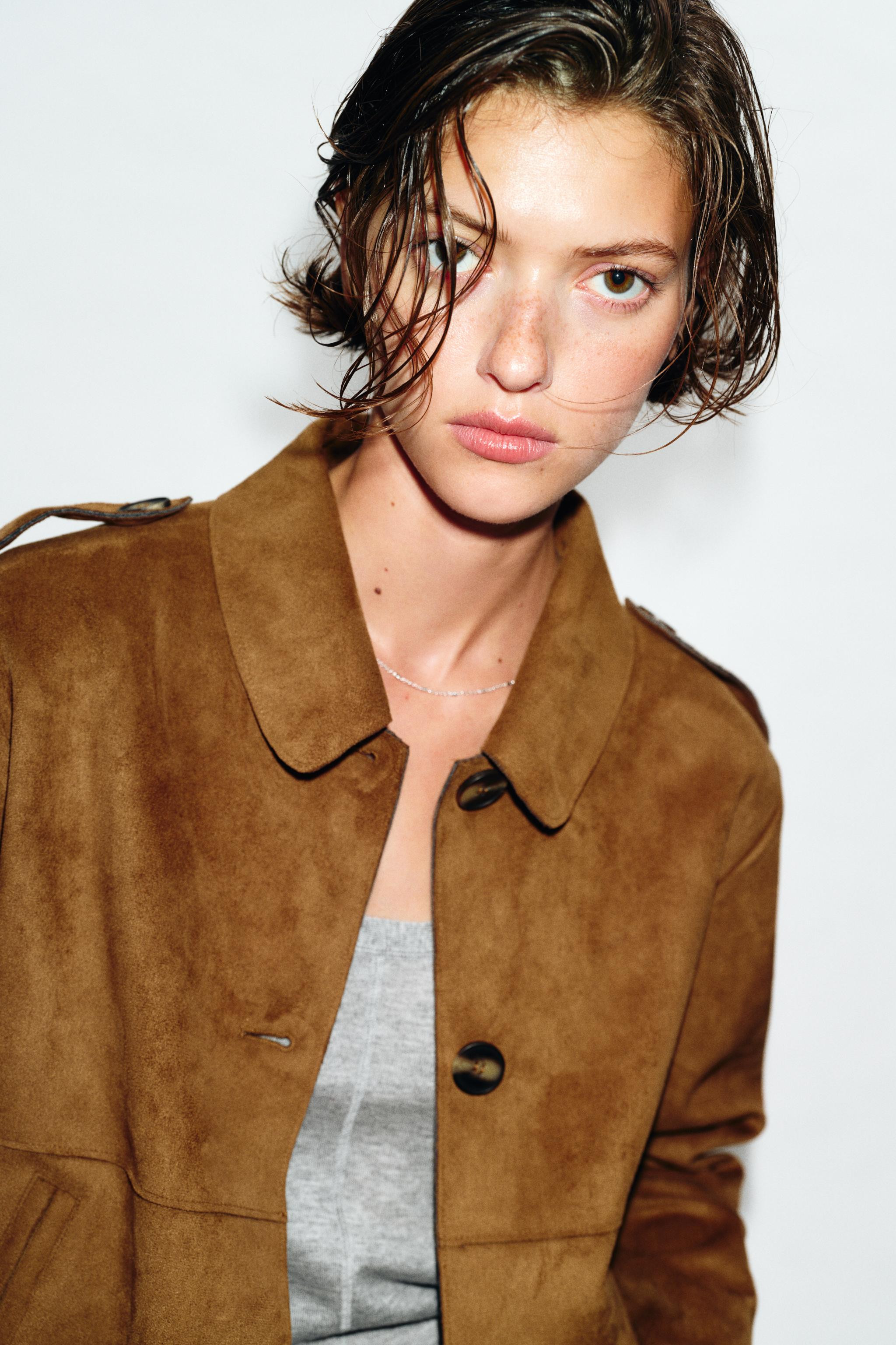 CROPPED FAUX SUEDE JACKET | Zara UK