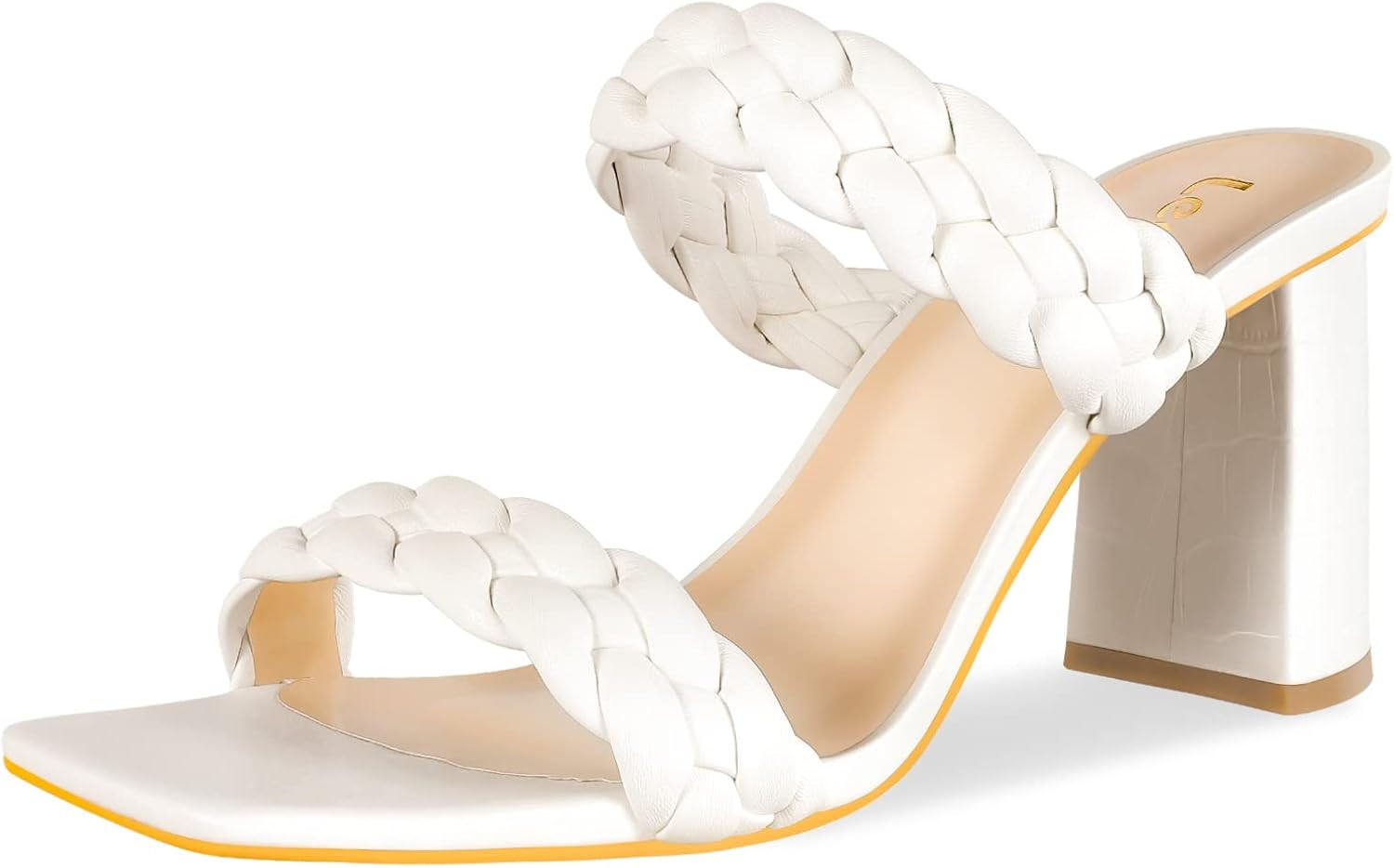 Leevar Braided Sandals for Women - Stylish Square Toe Braided Heels for Women - Nude Black White ... | Amazon (US)