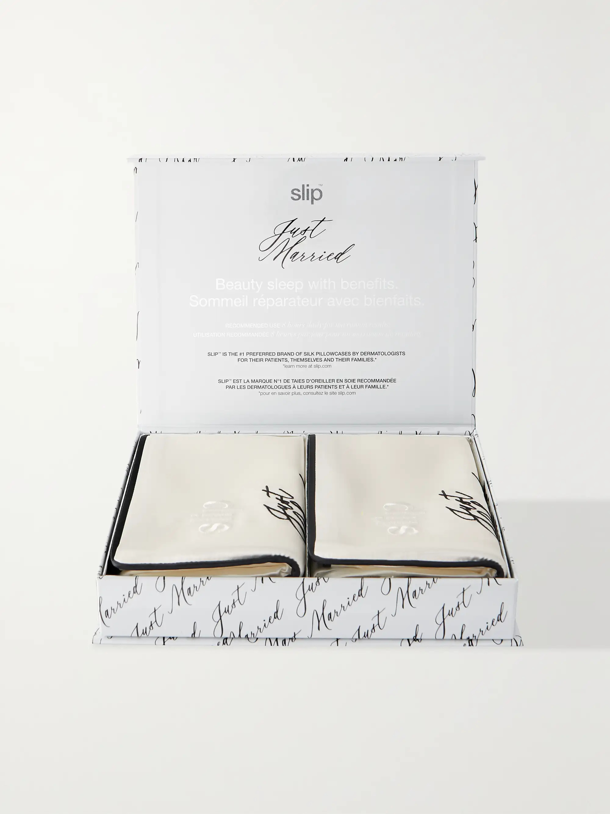 Just Married set of two embroidered silk queen pillowcases | NET-A-PORTER APAC