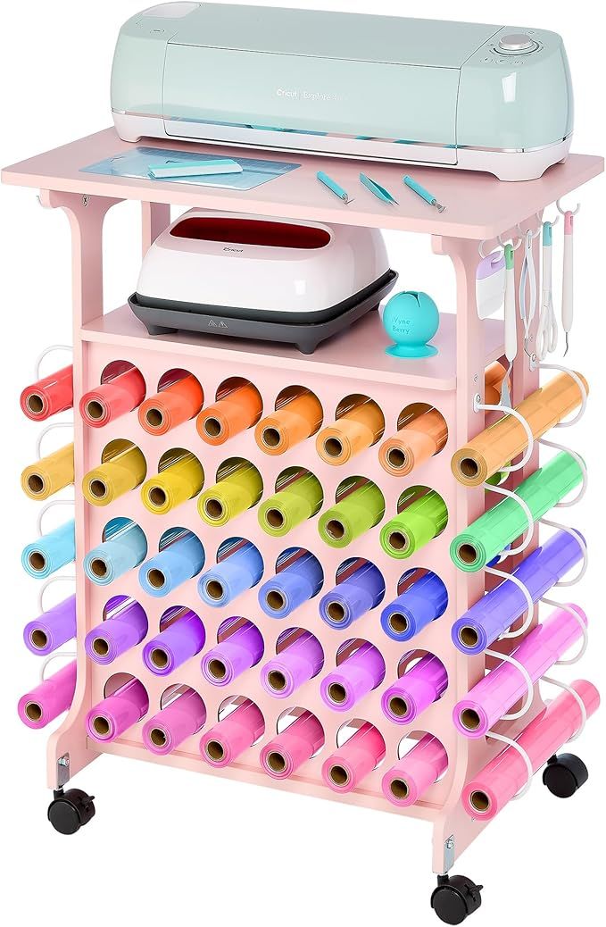 iVyne Vinyl Storage Cart 40 Vinyl Roll Holders for Cricut Organization and Storage Compatible wit... | Amazon (US)