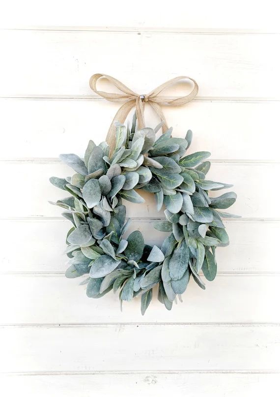 MINI Lambs Ear Wreath-Small Wreath-LAMBS EAR Wreath-Window Wreath-Small Wreath-Country Cottage Wr... | Etsy (US)