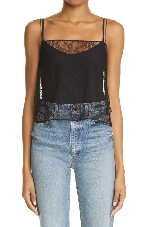 Khaite Sadie Chantilly Lace Tank in Black at Nordstrom, Size 10 | Nordstrom