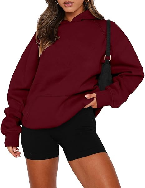 onlypuff Women Pullover Sweatshirt Long Sleeve Hoodies Kangaroo Pocket Fleece Basic Sweater | Amazon (US)