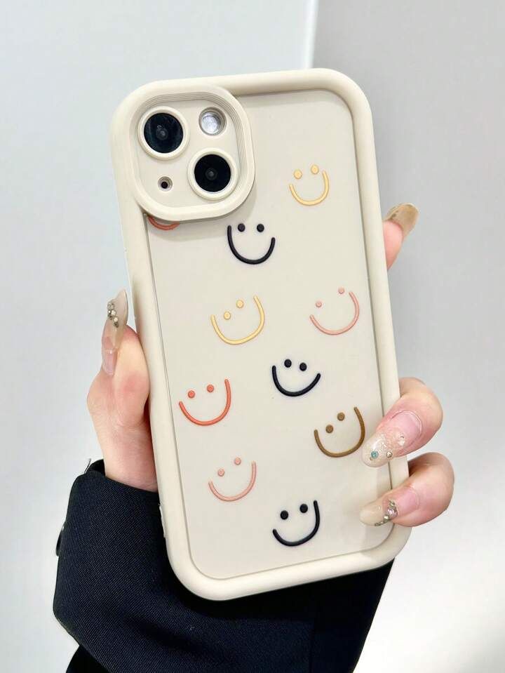 1pc Cute Matte Face Lens Phone Case With Shockproof Design, Compatible With Iphone | SHEIN