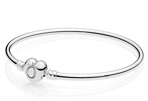 Pandora Silver Bangle With Heart-Shaped Clasp | Jomashop.com & JomaDeals.com