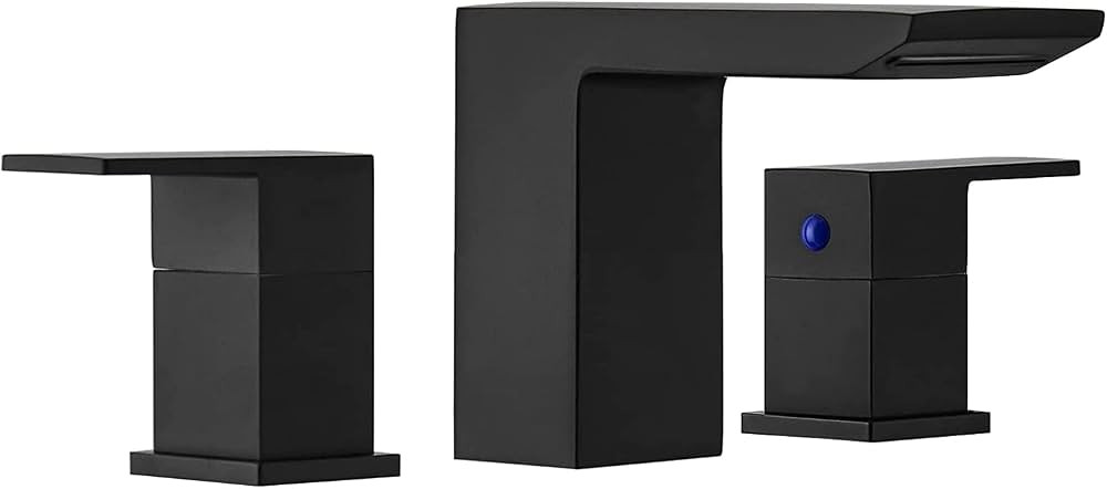 BESy Matte Black Bathroom Faucet 3 Holes Two Handles Lavatory Vanity Sink Faucet Widespread 8 Inc... | Amazon (US)