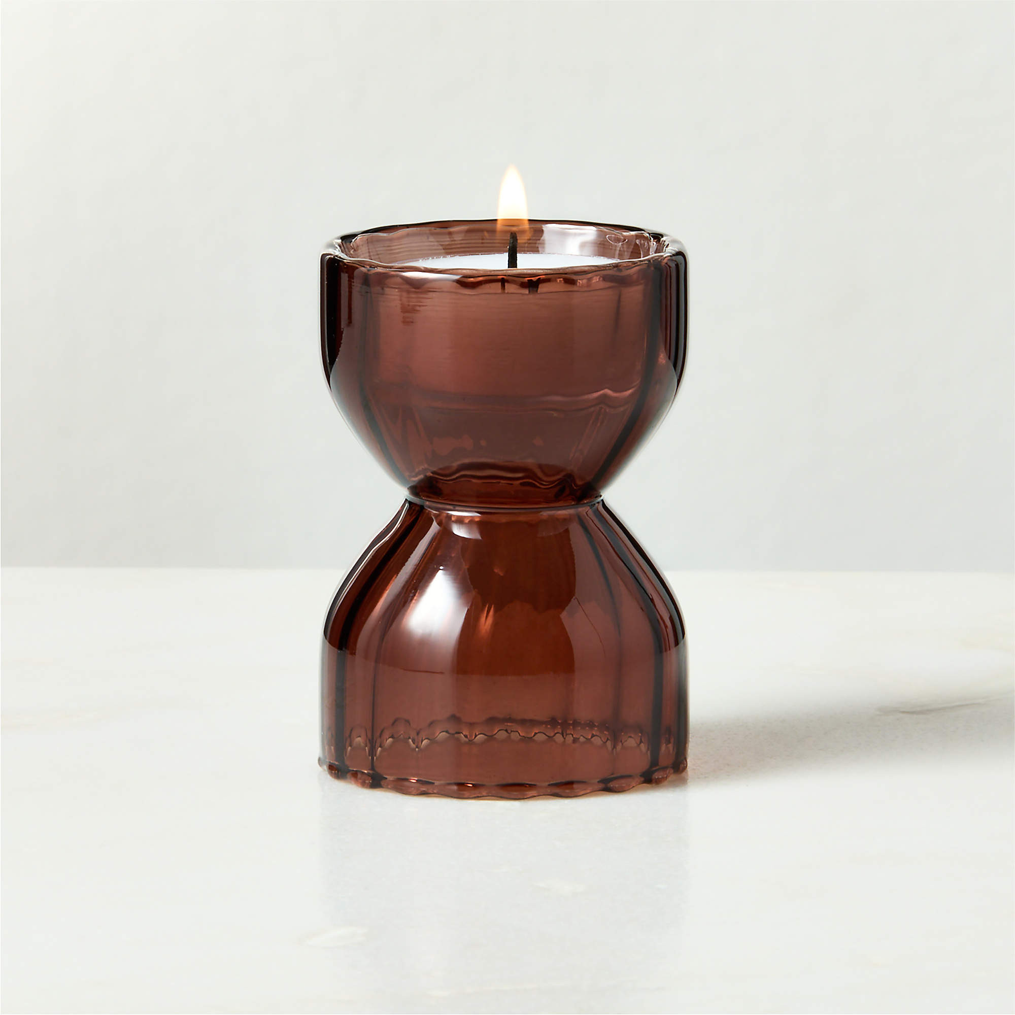 Melina Brown Glass Tealight Candle Holder Small + Reviews | CB2 | CB2