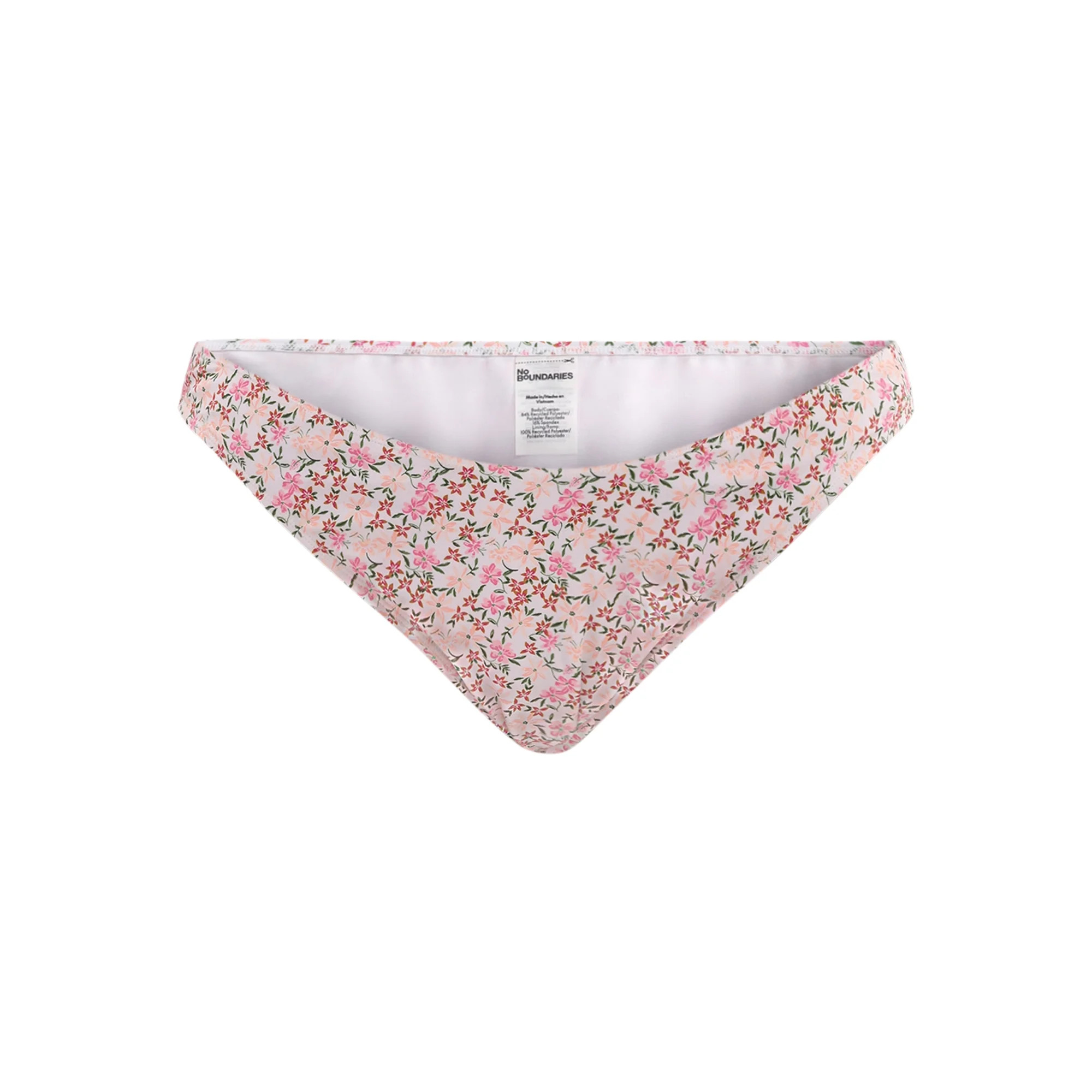 No Boundaries Flutter Away High Leg Mid Rise Cheeky Bikini Bottoms, Women’s | Walmart (US)