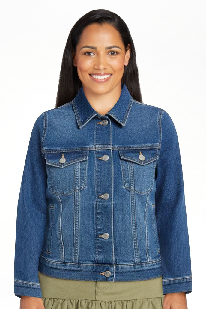 Free Assembly Women's Cropped Denim Jacket with Long Sleeves, Sizes XS-XXL | Walmart (US)