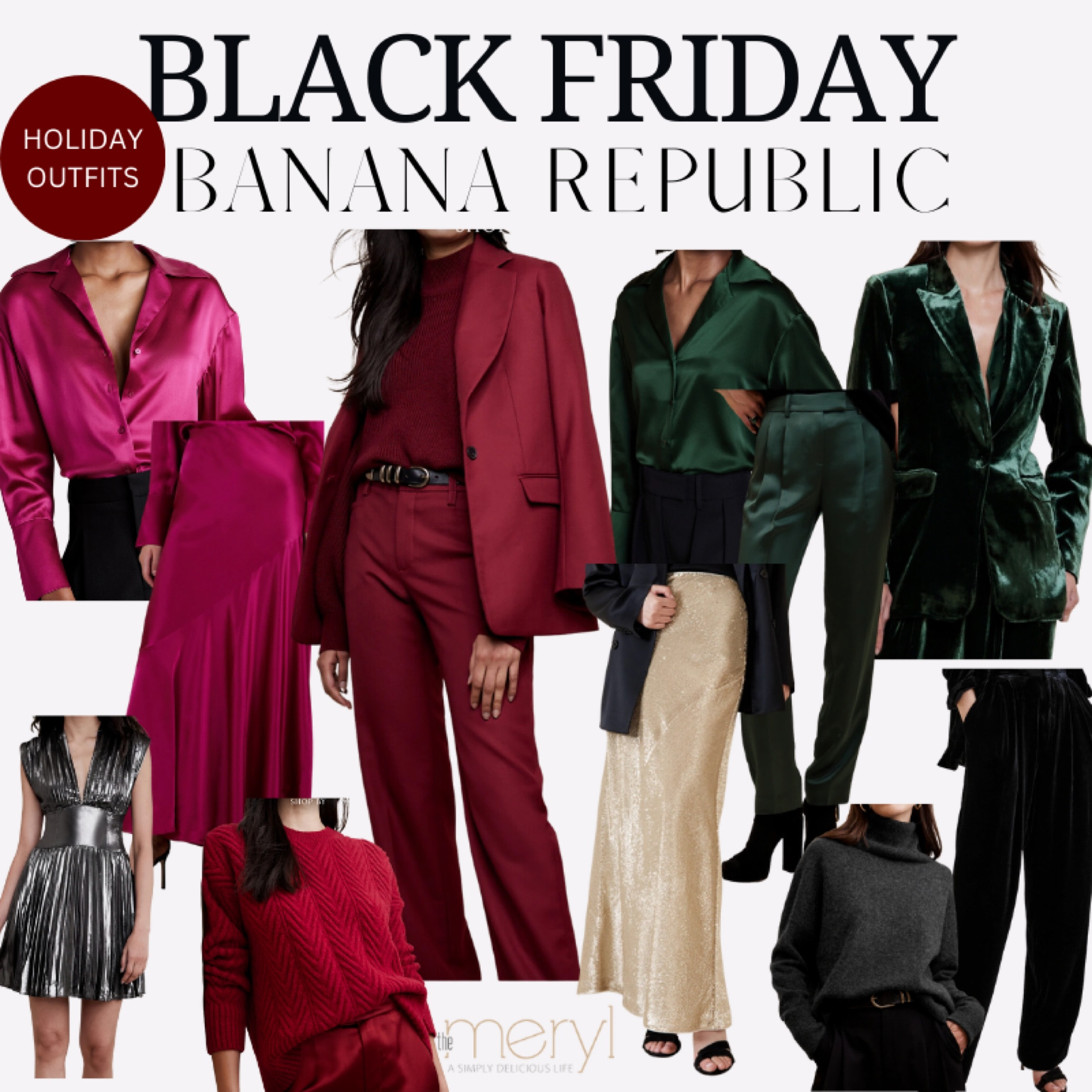Black Friday deal at Banana Republic - extra 40% off. Perfect time for holiday looks.
Velvet Pants Satin Pants Satin Shirt Metallic Dress Cashmere Sweater Velvet blazer Gold Skirt  


#LTKsalealert #LTKCyberWeek #LTKHoliday