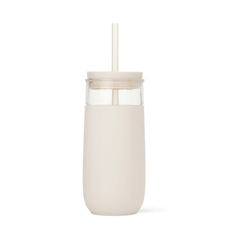 Ello Avery 18oz Glass Tumbler with Straw, Cream | Walmart (US)