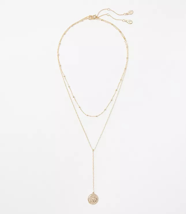 Coin Layered Y Necklace | LOFT