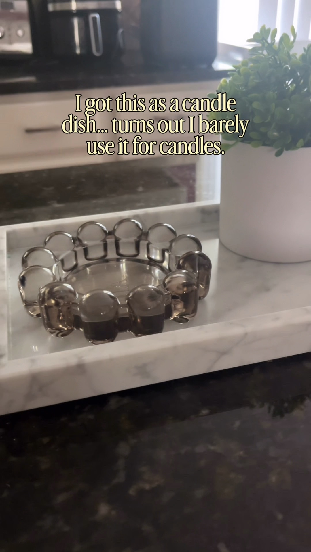 I originally bought this as a candle dish... but it's become one of those home finds I keep reaching for.

Now it gets used as:
• A jewelry dish on my nightstand
• A candy dish when we have guests
• A catch-all for keys, hair ties, and random little things
• The prettiest coaster upgrade for my coffee or iced drink

I love when one piece can do so much more than its intended purpose. It keeps things looking put together while still being practical.

What's the first way you'd use it?

Follow for more home finds that are cute and actually useful.

home decor, multifunctional decor, candle holder, jewelry dish, catch all tray, coffee table decor, home organization, neutral home, affordable home finds, Amazon home finds, decorative tray, home styling, cozy home, living room decor, bedside decor, functional decor, aesthetic home, home essentials, home accessories, decor ideas