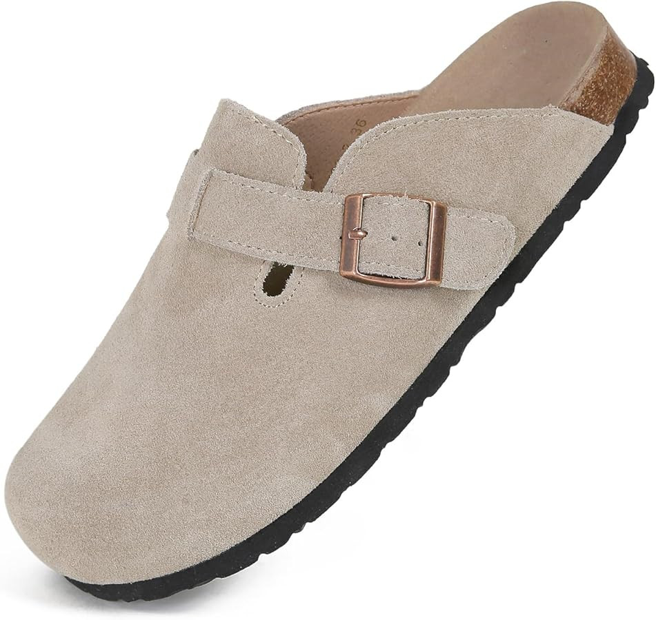 Dumalum Suede Clogs for Women and Men - Adjustable Buckle Slip-on Cork Footbed Mules with Antisli... | Amazon (US)