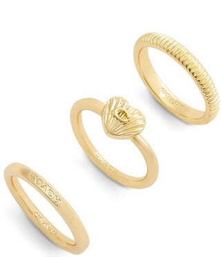 COACH Signature Heritage Trio Stacked Ring Set | Dillard's | Dillard's