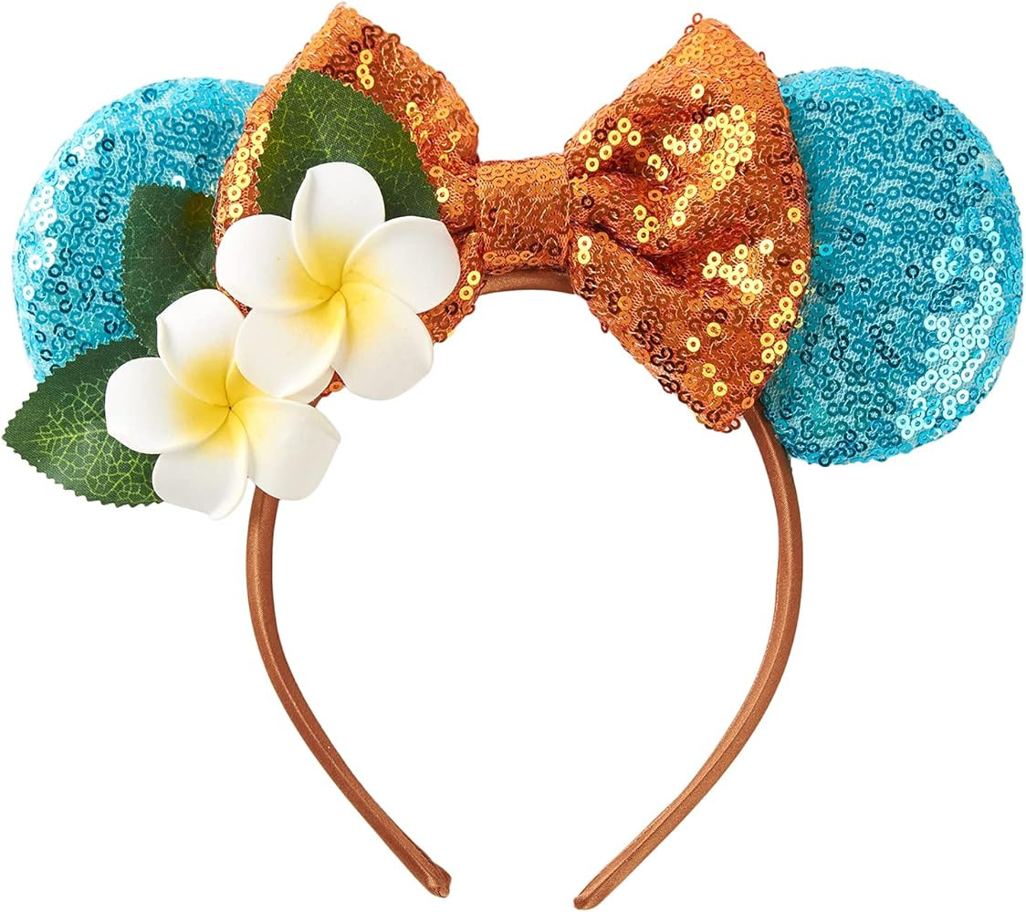 Mouse Ears Bow Headband for Princess Party Costume Glitter Hair Accessories for Women Girls | Amazon (US)