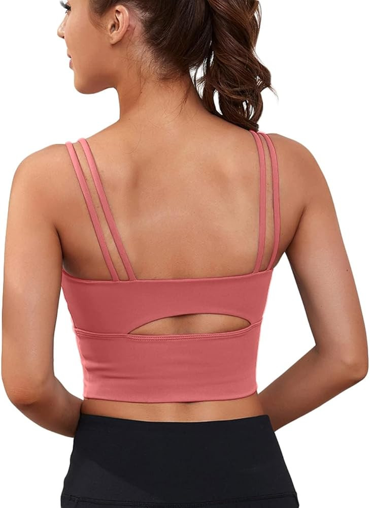 Everrysea Womens Longline Sports Bra Padded Yoga Workout Crop Tank Tops Strappy Camisole Fitness ... | Amazon (US)
