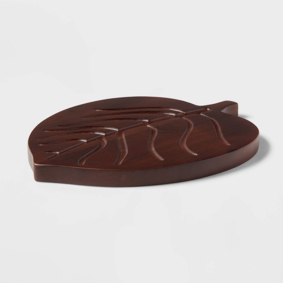 Wooden Oak Leaf Shape Serving Board with Handle Dark Brown - Threshold™ | Target