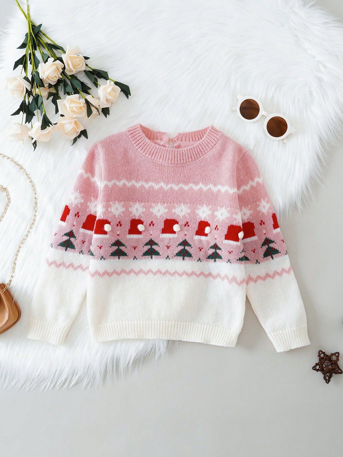 Young Girl Christmas Pattern Sweater | SHEIN