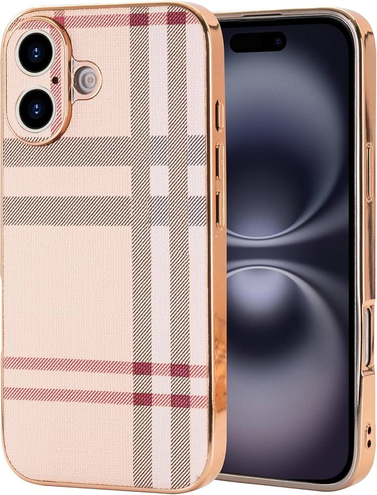 Phone Case for iPhone 16, Fashion Leather Phone Case, Soft TPU Drop Protection Shockproof Protect... | Amazon (US)