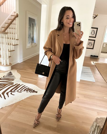 Kat Jamieson wears a camel coat with leather pants. Fall outfit. 

#LTKitbag #LTKSeasonal #LTKshoecrush