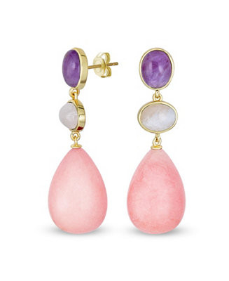 Fashion Tri Color Multi-Tier Statement Oval Teardrop Dangling Earrings | Macy's