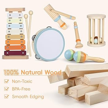 Toddler Musical Instruments, Montessori Baby Musical Instruments for Toddlers 1-3, Wooden Musical... | Amazon (US)