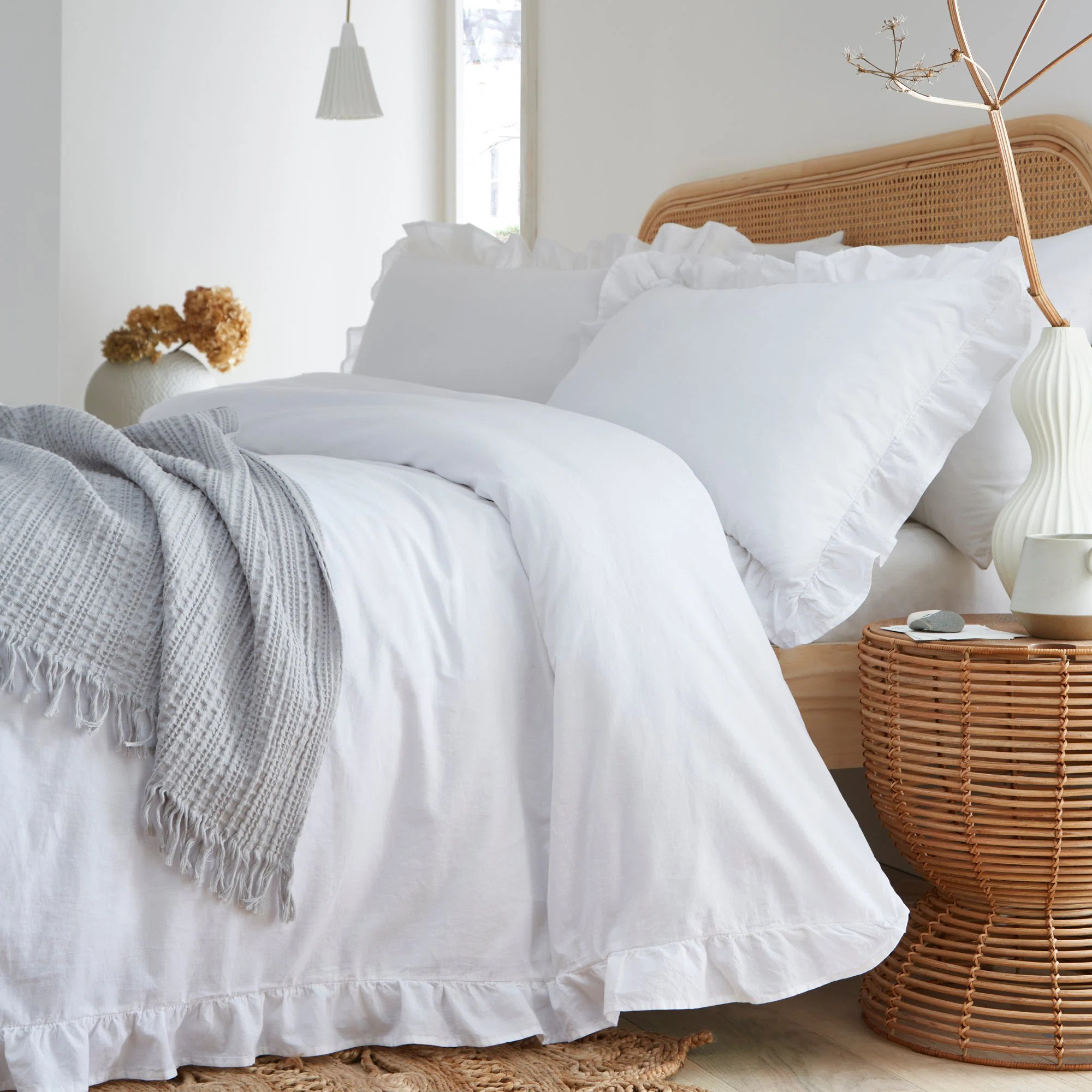 Cassia Frill Cotton Solid Colour Duvet Cover Set | Wayfair UK