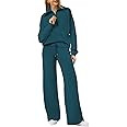 XIEERDUO Lounge Sets For Women 2023 Oversized Half Zip Sweatshirt And Wide Leg Sweatpant 2 Piece ... | Amazon (US)