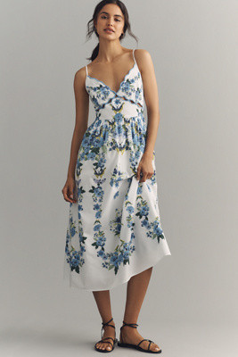 By Anthropologie Cotton Scalloped Midi Dress | Anthropologie (US)