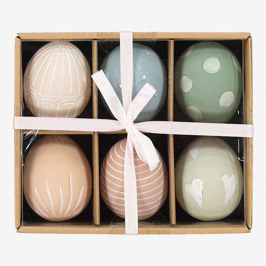 Six Pack Mixed Resin Easter Eggs 7x5.5cm | TK Maxx