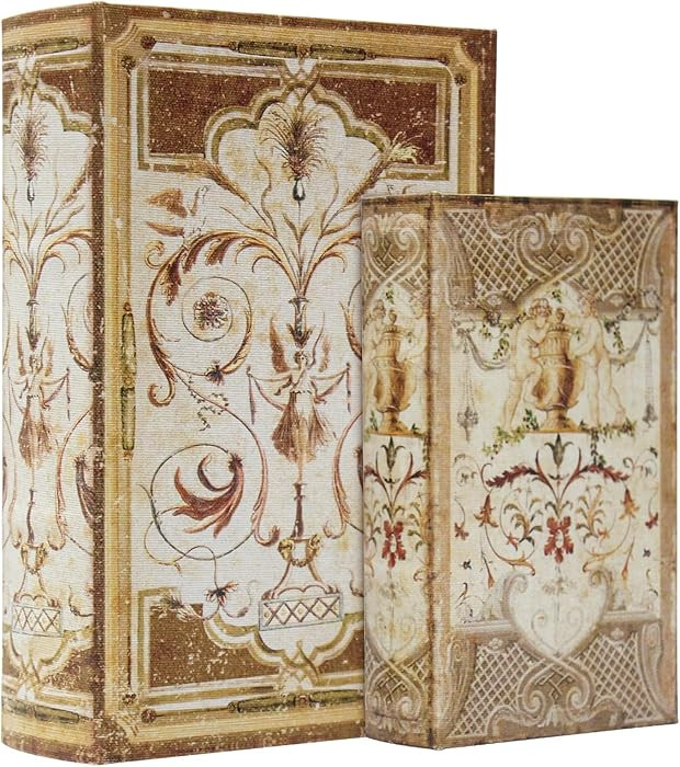 Decorative Book Boxes Set,Magnetic Lock Faux Wooden Storage Book Box Set of 2,Coffee Table Books ... | Amazon (US)