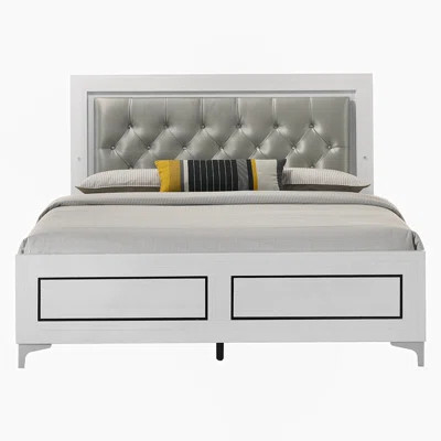 Upholstered Bed, Tufted Platform Bed With LED Light Headboard | Wayfair North America
