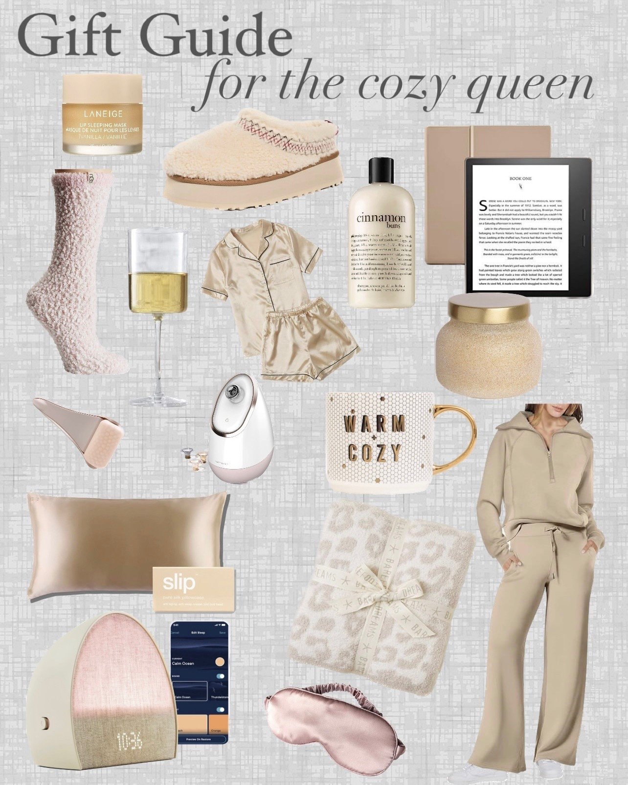 Gift Guide: for the Cozy Queen 🎁✨ Give your favorite homebody these cozy gifts! Or gift yourself with a cozy lounge set, fuzzy socks, slippers, + curl up with the kindle reader + a glass of wine for the perfect self-care day!

#LTKGiftGuide #LTKHoliday #LTKselfcare