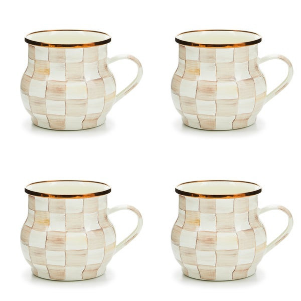 MacKenzie-Childs Mocha Check Mugs | MacKenzie-Childs