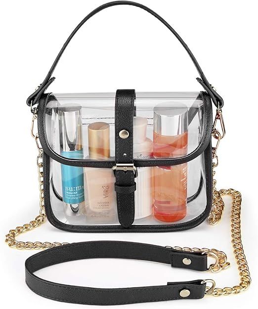 Clear Shoulder Bag Strap Crossbody Handbag Super Cute Clear Purse with Soft Faux Leather for Wome... | Amazon (US)