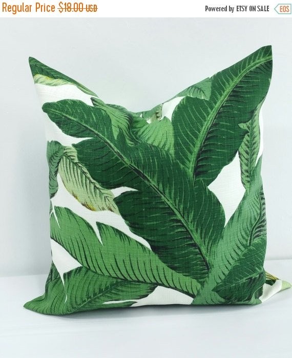 SALE Palm Pillow Cover. Green Throw Pillow cover. Decorative Sofa Pillow cover. Green palm. Indoor.o | Etsy (US)
