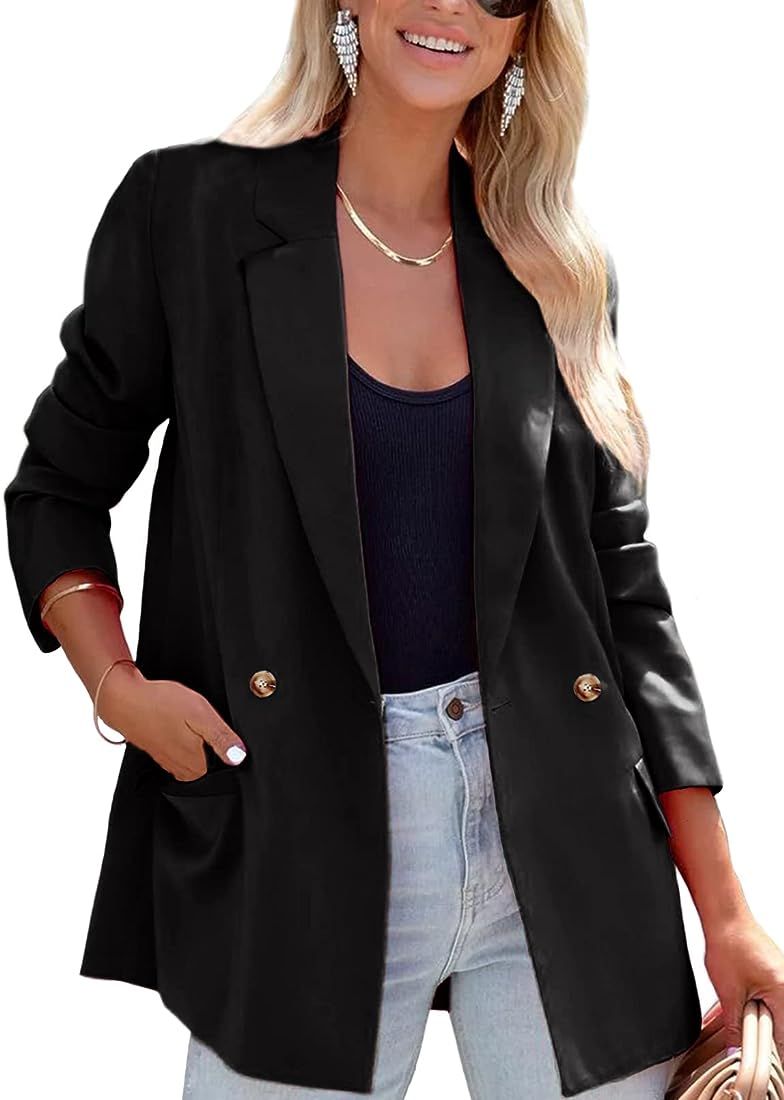 ARTFREE Womens Casual Blazer Button Lapel Long Sleeve Work Business Fashion Blazers Jackets Outfits  | Amazon (US)