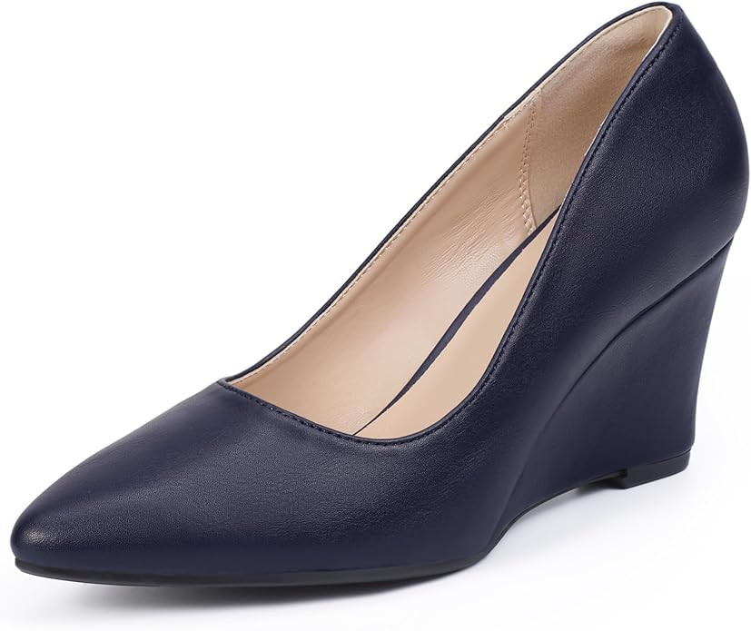 IDIFU IN3 Wedges for Women Closed Toe Wedge Pumps Low Heel Pointed Toe Wedge Shoes Work Wedding B... | Amazon (US)