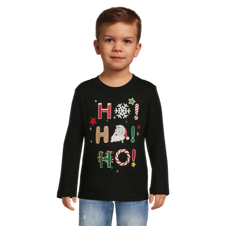 Holiday Time Toddler Boy Christmas Long Sleeve T-Shirt, Sizes 12M-5T | Walmart (US)