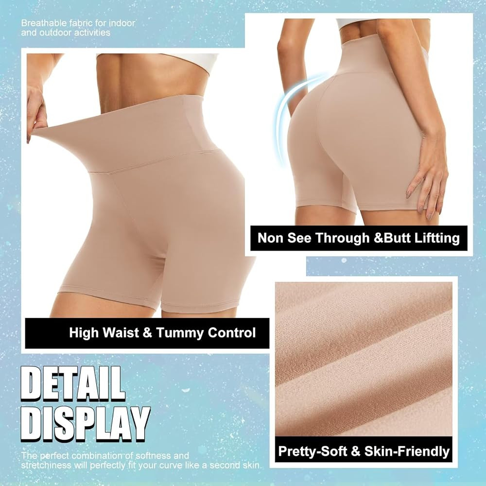 5\u201d Biker Shorts for Women - High Waist Tummy Control Stretch Spandex Workout Yoga Running Gy... | Amazon (US)