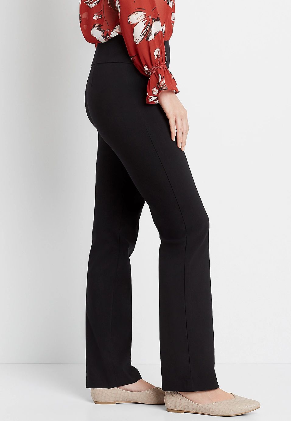 Pull On Black Bengaline Bootcut Pant | Maurices