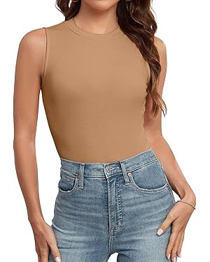 Tank Tops for Women Summer Sleeveless Racerback Casual Basic Ribbed Slim Fitted Shirts | Amazon (US)