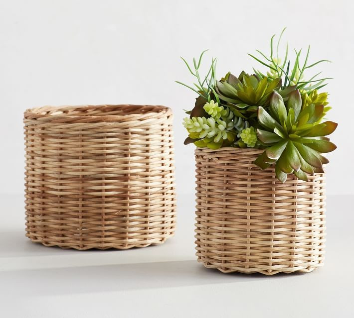 Handwoven Rattan Planters | Pottery Barn (US)