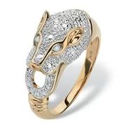 Round Pave Diamond Accent Panther Ring in 18k Gold over Sterling Silver | Walmart (US)